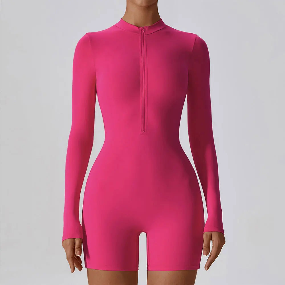 Zipper Long Sleeve Fitness Romper